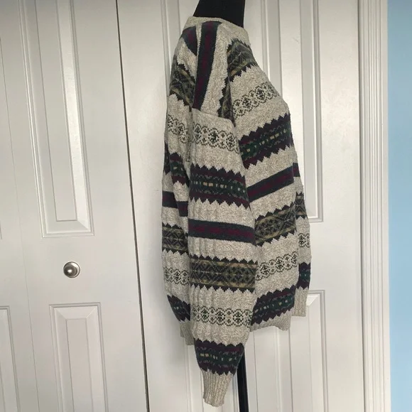 Vintage Victoria Dry Goods XL Multicolor 100% Cotton Knit Sweater Made In USA